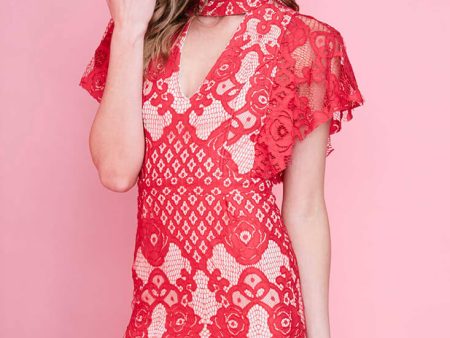 Vesper Lace Mini Dress Red Online