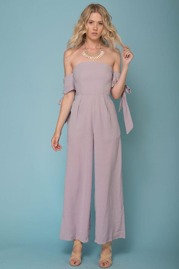 Kyndall Off The Shoulder Tube Top Jumpsuit Grey Discount