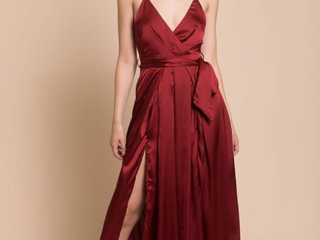 Ella Open Back Jumpsuit Burgundy Online Sale