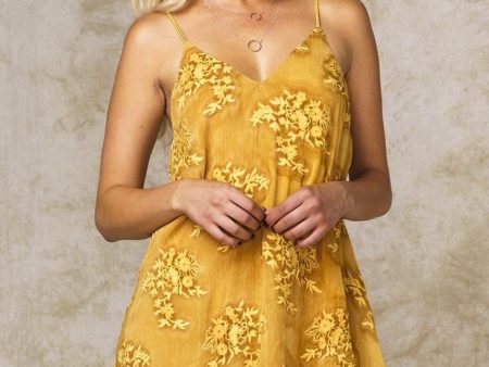 Brody Floral Lace Mini Dress Mango Yellow Cheap