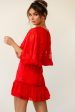 Caspar Batwing Dress Red For Sale