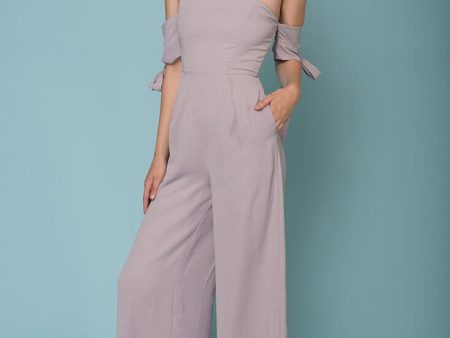 Kyndall Off The Shoulder Tube Top Jumpsuit Grey Discount