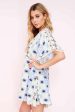 Yaritza Eyelit Mixed Print Dress Blue Cheap