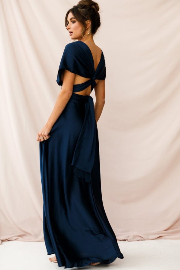 Ariana Multiway Mid Sleeve Maxi Dress Navy on Sale