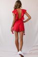 Kipper V-Neck Scalloped Romper Red For Discount