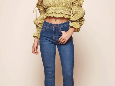 Taryn Bardot Top Lime Discount