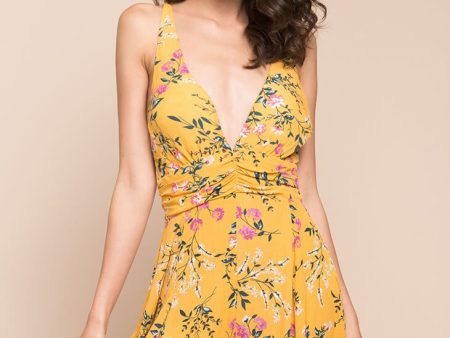 Brynna Floral Romper Yellow Mustard Fashion