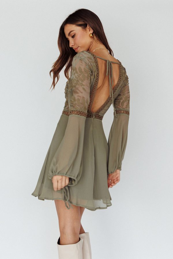 Carson Crochet Details Dress Olive on Sale