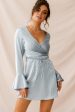 Nikki Flared Cuff Satin Dress Grey Online