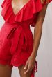 Kipper V-Neck Scalloped Romper Red For Discount