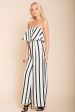 Posh Pin Stripe Ruffle Jumpsuit White Fashion