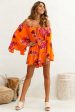 Fiona Drawstring Waist Romper Orange For Discount