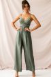 Nancy Wide Leg Pinstripe Jumpsuit Olive For Sale