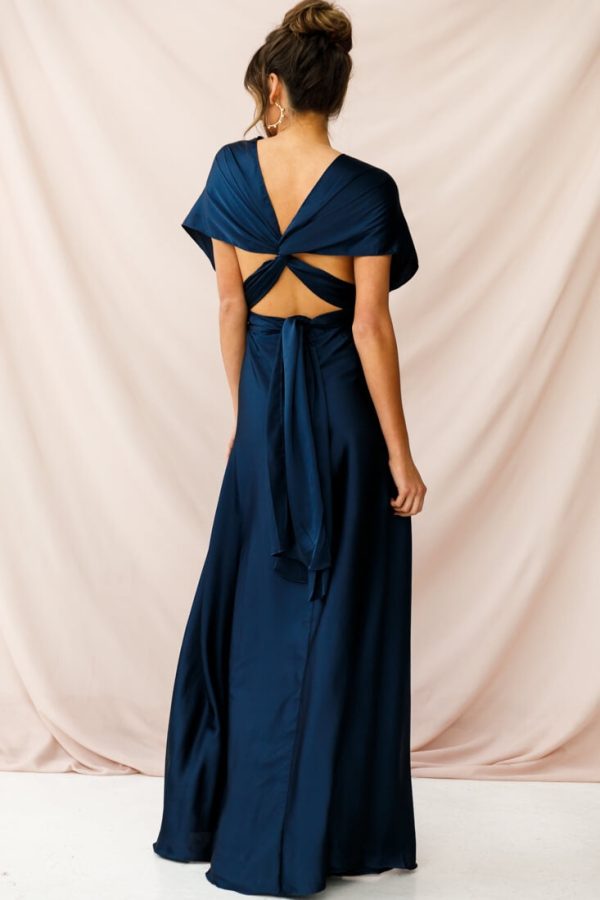 Ariana Multiway Mid Sleeve Maxi Dress Navy on Sale