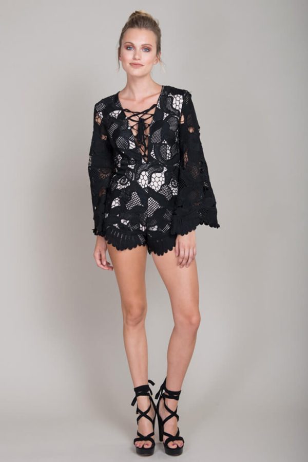 Kendall Lace Romper Black Hot on Sale