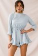 Mimi Three-Quarter Sleeve Drawstring Romper Grey For Cheap