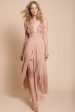 Summer Wedding Embroidered Floral Maxi Dress Mocha on Sale