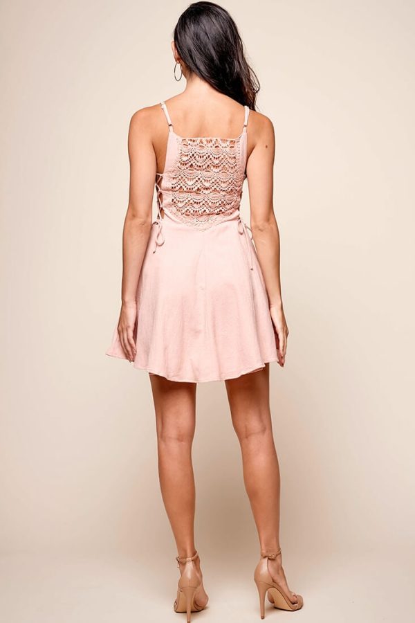 Angel Lace-Up Mini Dress Blush Hot on Sale