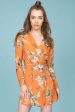 Aryanna Floral Wrap Dress Orange Mustard Online now