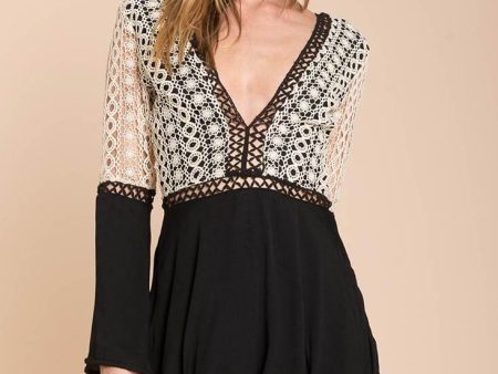 Carson Crochet Details Dress Black White Online