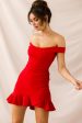 Brigitte Off-Shoulder Mini Dress Red Cheap