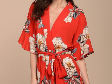 Giavanna Floral Romper Red Supply