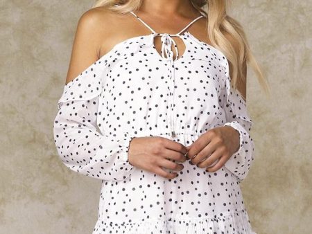 Agron Ruffled Polka Dot Romper White For Sale