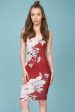 Angeline Floral Bodycon Day Dress Red Sale