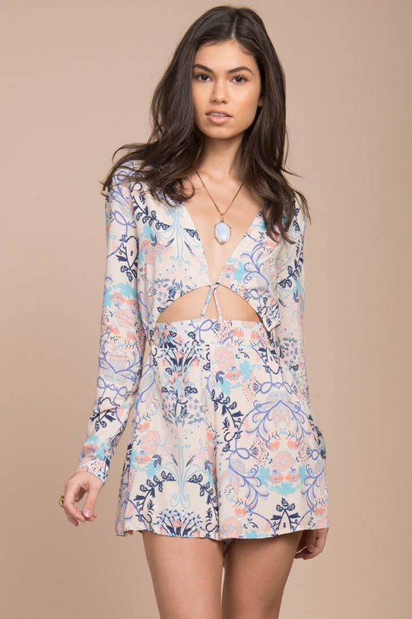 Penelope Bohemian Romper Blue Print Discount