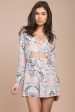 Penelope Bohemian Romper Blue Print Discount