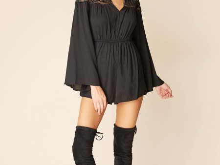 Brittany Bell Sleeve Romper Black Online Sale