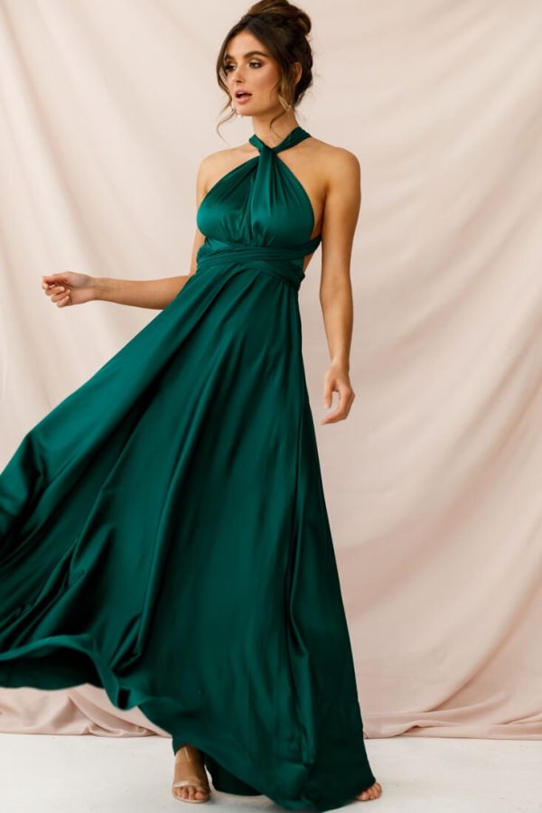 Ariana Multiway Maxi Dress Green Jade For Sale