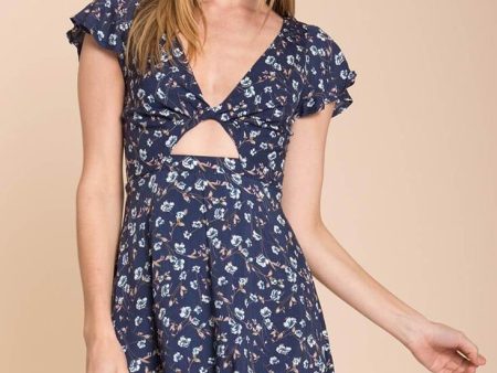 Ayleen Floral Peek-A-Boo Dress Navy Sale