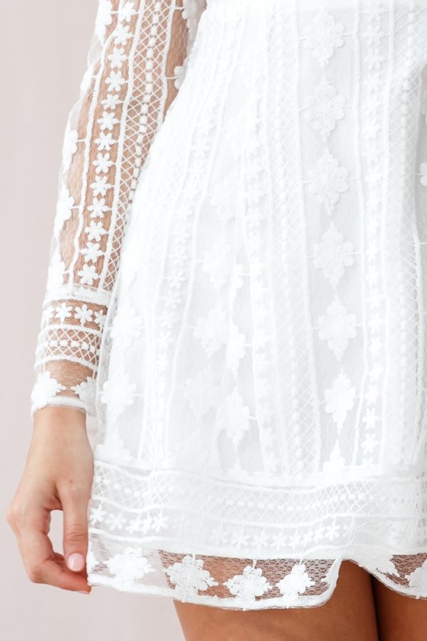 Amelia Lace Overlay Peek A Boo Dress White Online Hot Sale