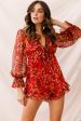 Christine Balloon Sleeve Romper Red Fashion