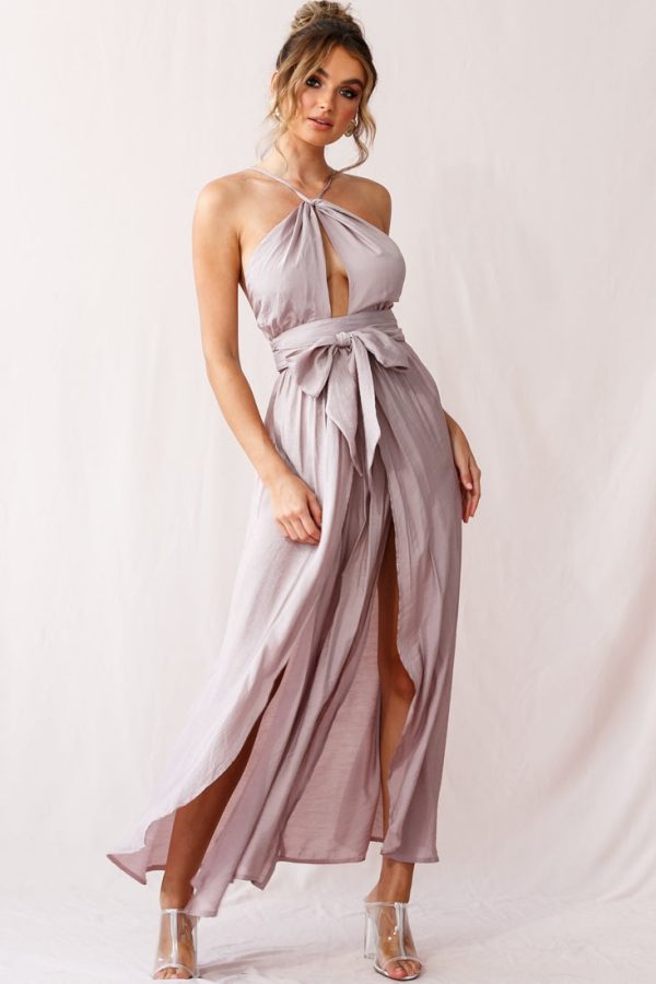 Athena High Split Maxi Dress Mauve on Sale