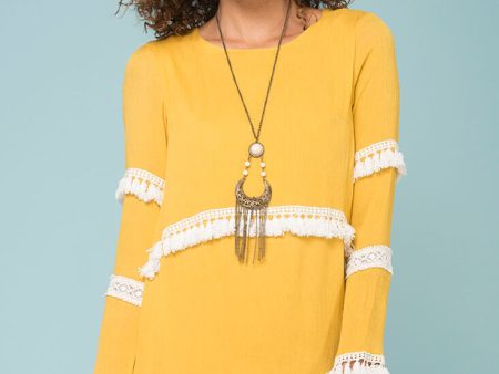 Ansley Cute Tassle Dress Yellow Mustard Online now