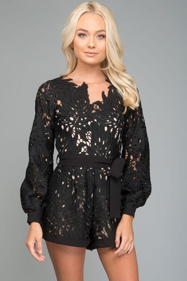 Hadley Fancy Cutout Romper Black on Sale