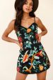 Ana Spaghetti Strap Floral Embroidered Dress Black on Sale