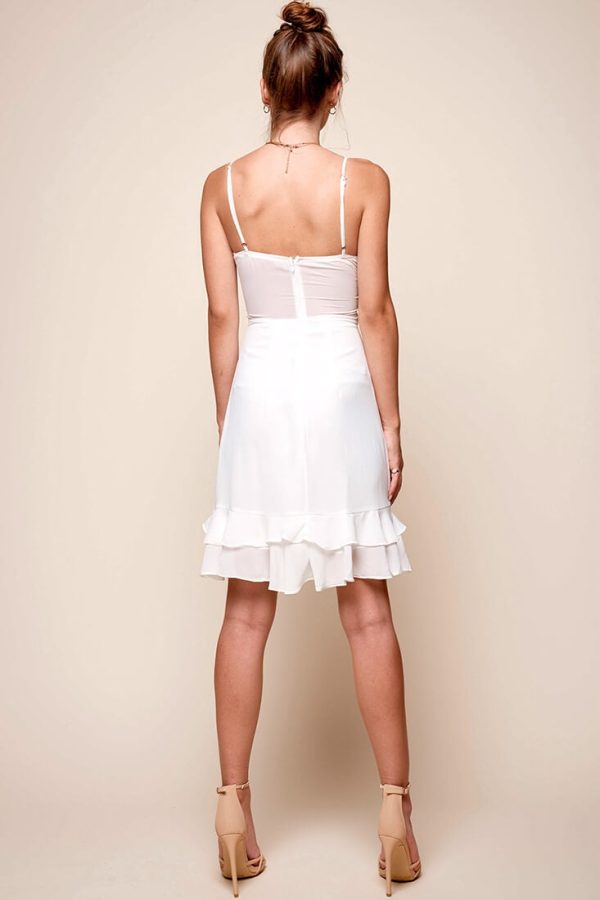 Bellisario Bow Front Ruffle Hem Dress White For Sale