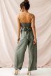 Nancy Wide Leg Pinstripe Jumpsuit Olive For Sale