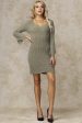 Amber Bodycon Sweater Dress Khaki on Sale