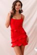 Frilled To Meet You Mini Dress Red For Discount