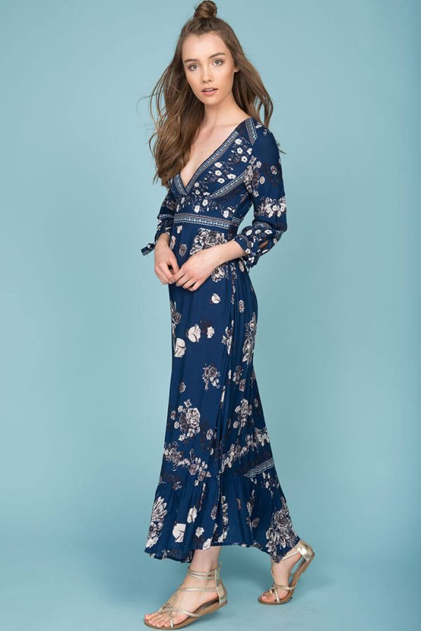 Zaika Maxi Dress Navy For Discount