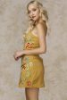 Ana Spaghetti Strap Floral Embroidered Dress Yellow Mustard Online