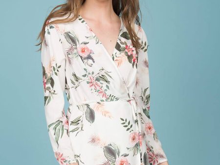 Aryanna Floral  Wrap Dress White For Sale