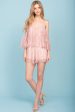 Lacey Drop Sleeve Romper Blush For Discount