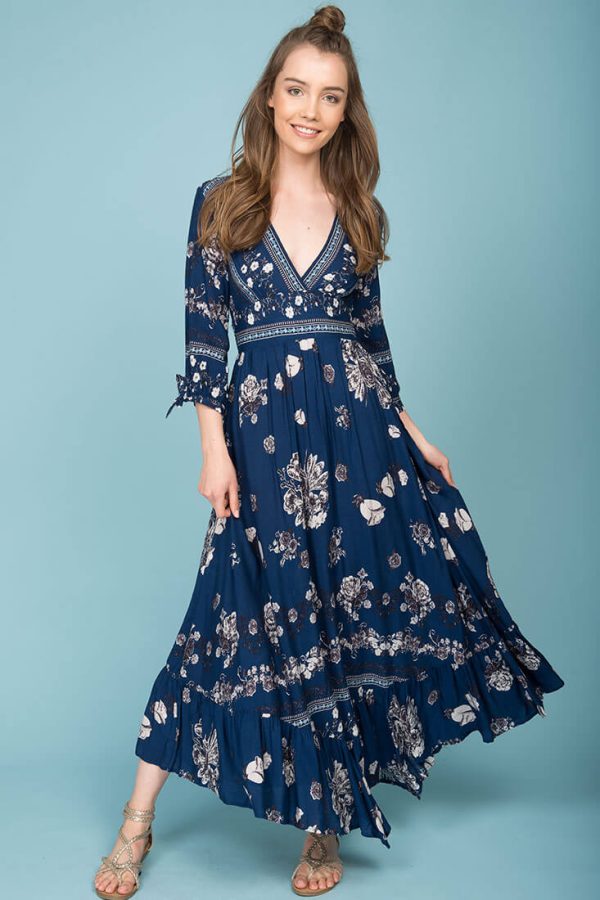 Zaika Maxi Dress Navy For Discount