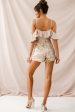 Raya Accordion Pleat Embroidered Romper Champagne Sale