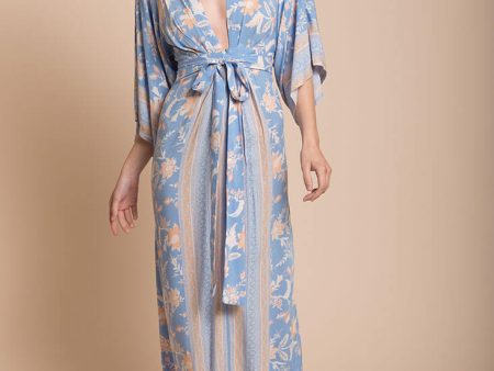 Kira Kimono Maxi Dress Blue Fashion